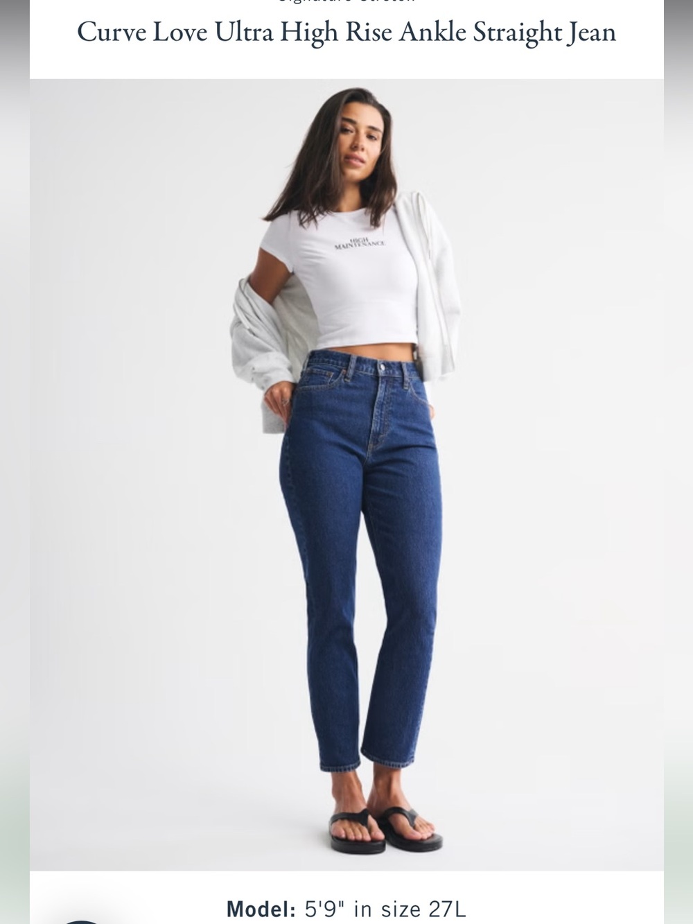 Abercrombie & Fitch Curve Love Ultra High Rise Ankle Straight Jean Dark Wash